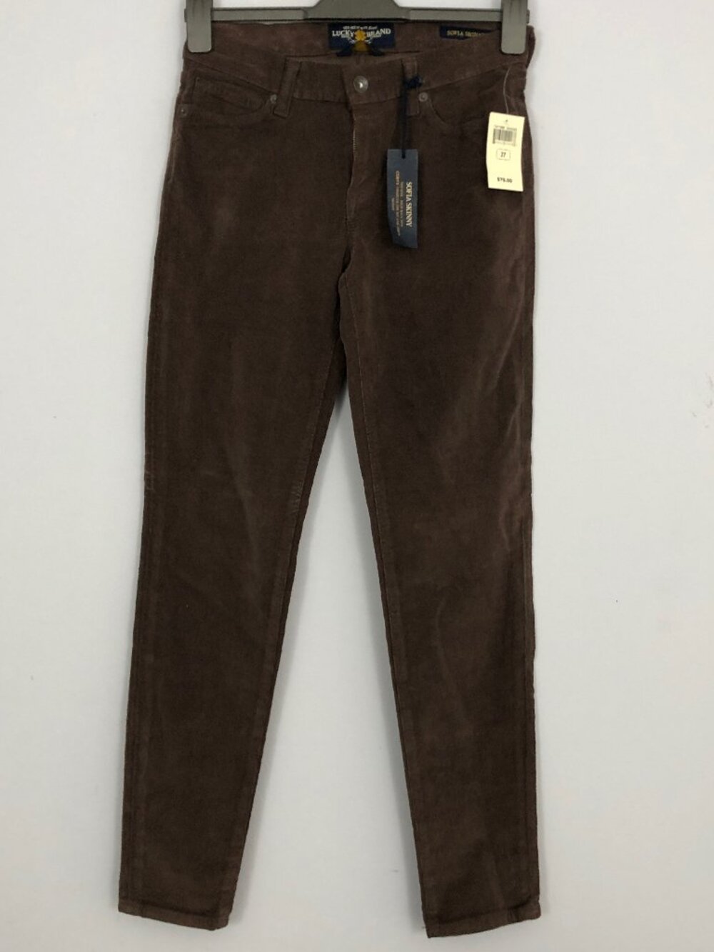 Lucky Brand Sofia Skinny Jeans Womens 4/27 Brown Coduroy Mid Rise Boho Grunge